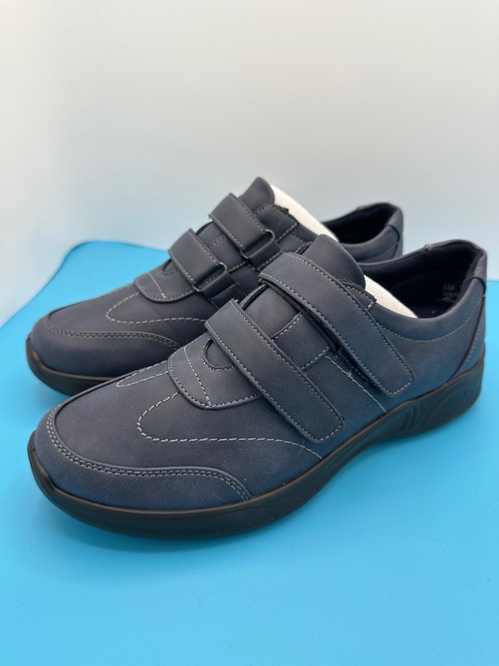 New! Easy Street Navy Blue Women's Velcro Flats. Size 8. Brand new/no box.